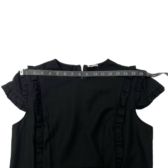 Miu Miu Wool Black Ruffle Trim Sheath Dress Sz 6 Small to Medium Short Sleeve - Picture 11 of 11
